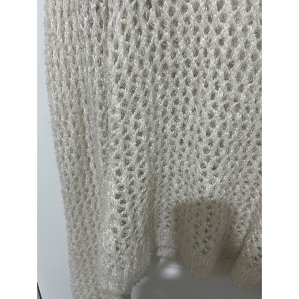 Delias Cream Crochet Knit Sweater Bow Back Long Sleeve Women's M - Picture 3 of 5